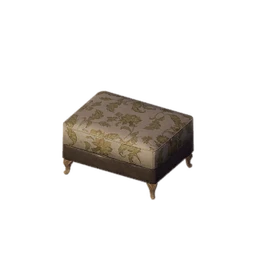 Gold-Embroidered Upholstered Stool